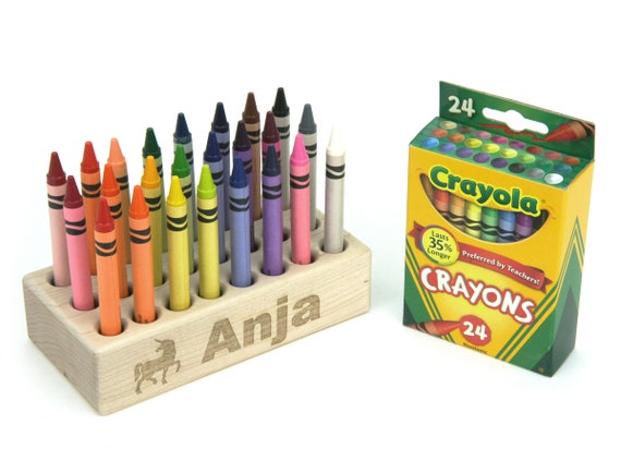 Personalized Maple Crayon Holder Sanded Silky Smooth 24-hole Solid