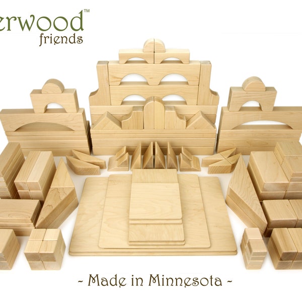 Natural Wood Building Blocks | Solid Maple Blocks Set for Kids Building Blocks Set Unit Blocks Set Wooden Blocks Set Preschool Blocks