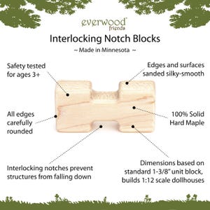 Buildable Dollhouse Interlocking Notch Blocks | Solid Hard Maple 1:12 Scale Premium Natural Play Set by Everwood Friends made in Minnesota bild 3