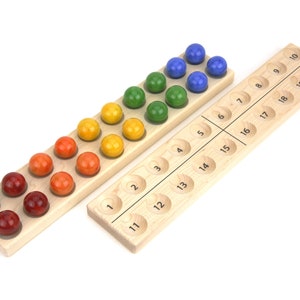Double-Sided Maple Twenty Frame - Silky Smooth | Solid Wood Kindergarten Homeschool Learning Tool for Preschool Counting & Early Math Lesson