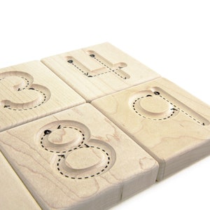 Solid Maple 0-9 Number Tracing Tiles: Wooden Educational Resource for Preschool & Kindergarten Homeschool Early Math Learning Aid