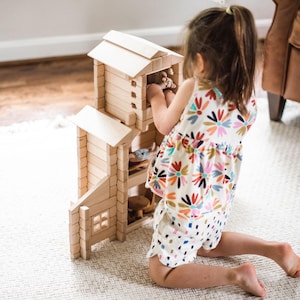 Buildable Dollhouse Interlocking Notch Blocks | Solid Hard Maple 1:12 Scale Premium Natural Play Set by Everwood Friends made in Minnesota bild 13