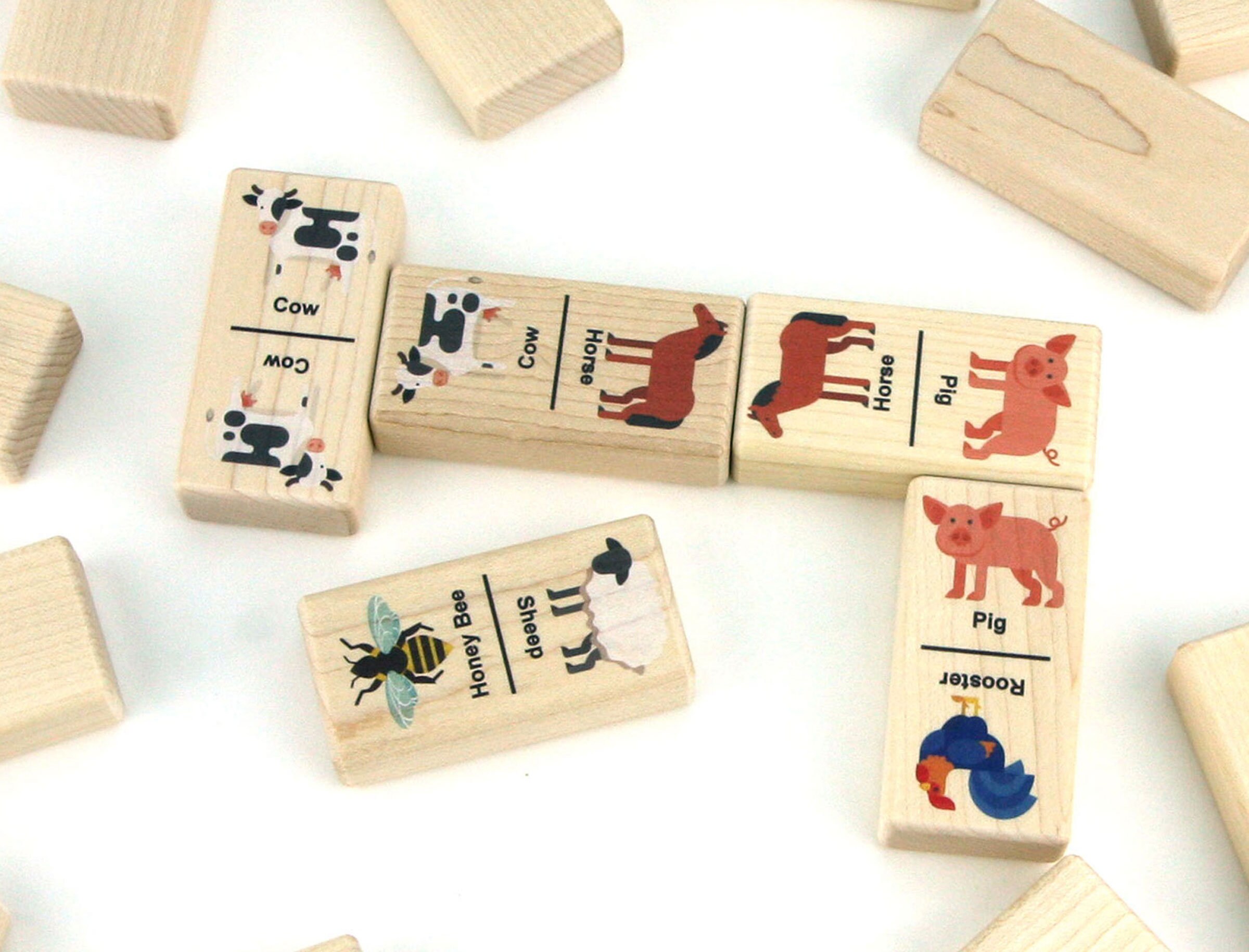 Farm Animals Color Jumbo Dominoes Game 21 Maple Wood - Etsy Ireland