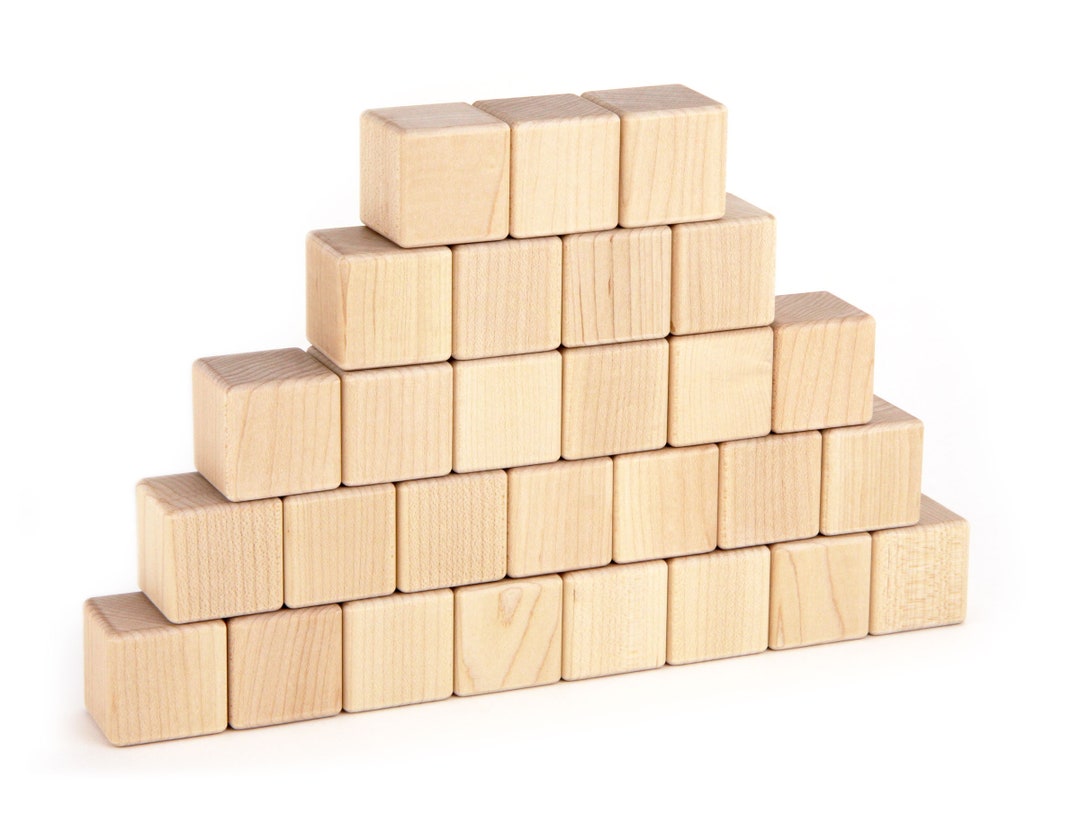 28 Piece Maple Baby Stacking Blocks Set | Beautiful Premium Wooden Cube ...