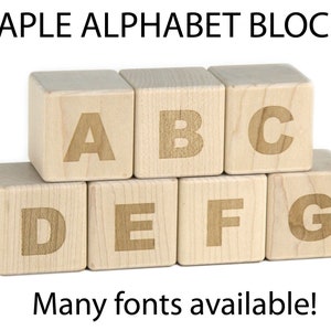 27 pc Maple Alphabet Blocks Engraved Wood ABC Blocks Wooden Alphabet Blocks Letter Blocks Baby Wood Baby Shower Activity Gift for Teacher image 1