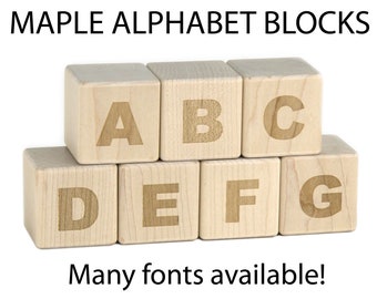 27 pc Maple Alphabet Blocks | Engraved Wood ABC Blocks Wooden Alphabet Blocks Letter Blocks Baby Wood Baby Shower Activity Gift for Teacher