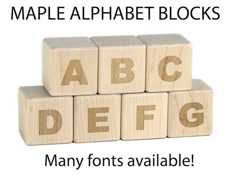 27 pc Maple Alphabet Blocks Engraved Wood ABC Blocks Wooden Alphabet Blocks Letter Blocks Baby Wood Baby Shower Activity Gift for Teacher image 1
