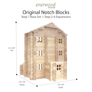 Buildable Dollhouse Interlocking Notch Blocks | Solid Hard Maple 1:12 Scale Premium Natural Play Set by Everwood Friends made in Minnesota bild 19