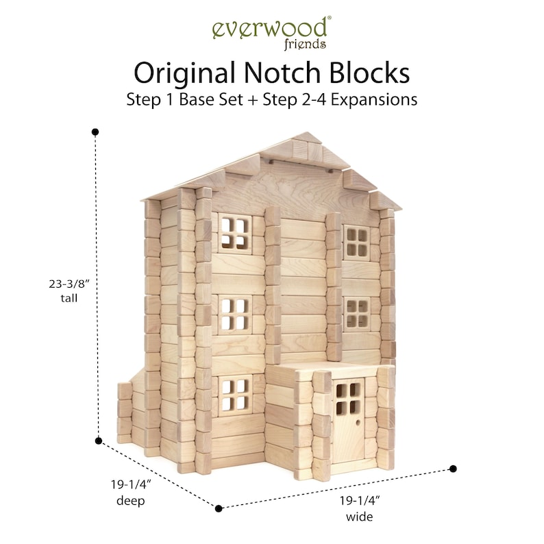 Buildable Dollhouse Interlocking Notch Blocks | Solid Hard Maple 1:12 Scale Premium Natural Play Set by Everwood Friends made in Minnesota bild 19