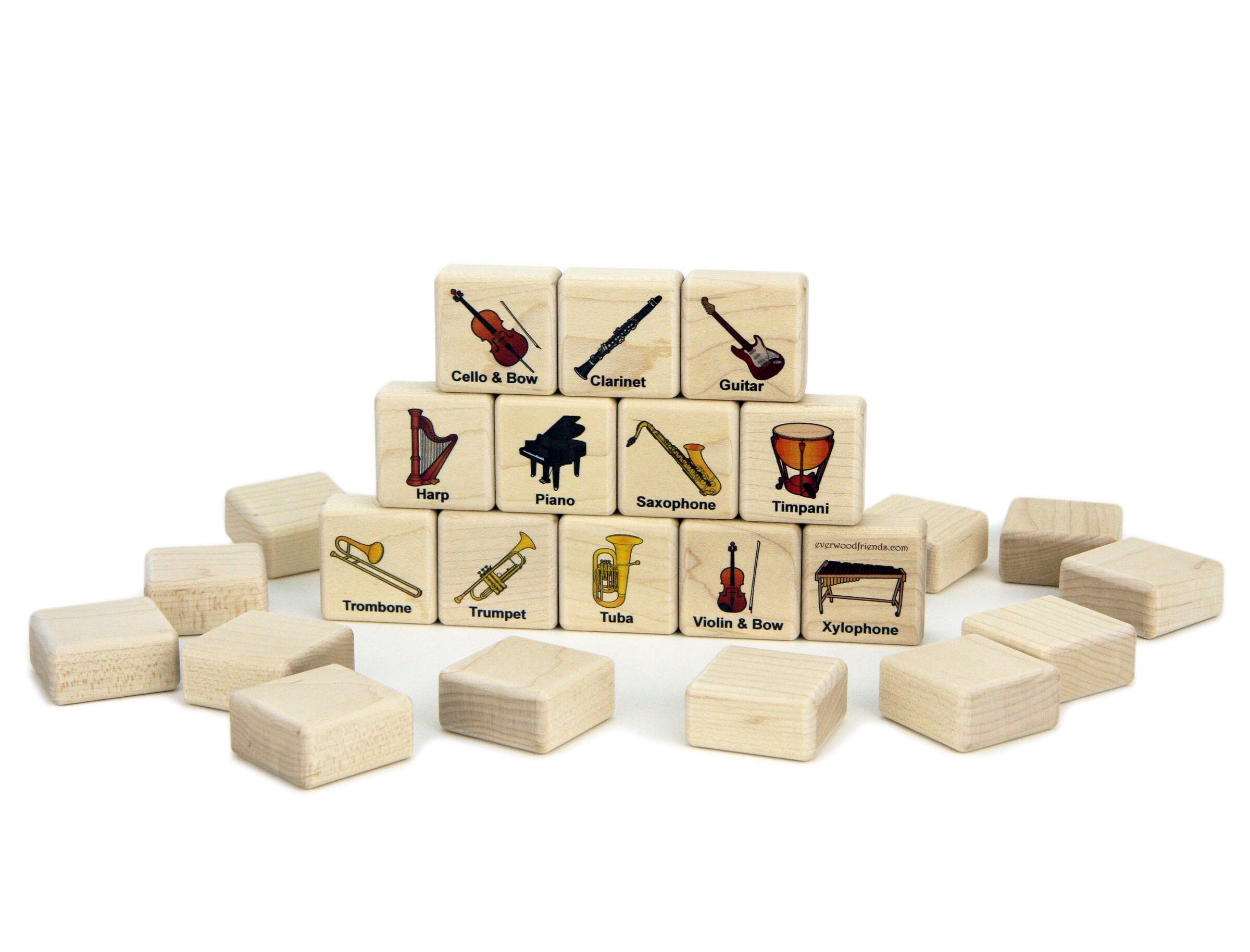 Musical Instruments Memory Game 24 Blocks Color Wood 