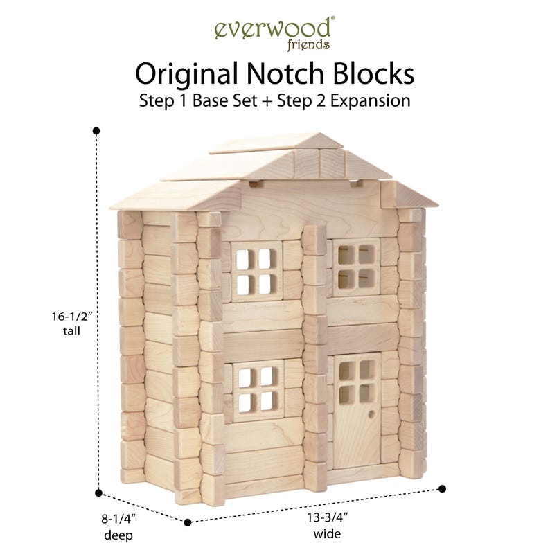 Buildable Dollhouse Interlocking Notch Blocks | Solid Hard Maple 1:12 Scale Premium Natural Play Set by Everwood Friends made in Minnesota bild 17