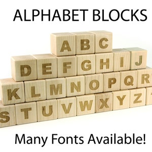 27 pc Maple Alphabet Blocks Engraved Wood ABC Blocks Wooden Alphabet Blocks Letter Blocks Baby Wood Baby Shower Activity Gift for Teacher image 3