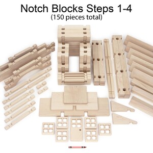 Buildable Dollhouse Interlocking Notch Blocks | Solid Hard Maple 1:12 Scale Premium Natural Play Set by Everwood Friends made in Minnesota bild 9