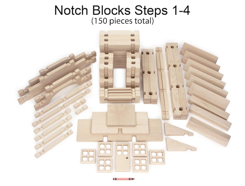 Buildable Dollhouse Interlocking Notch Blocks | Solid Hard Maple 1:12 Scale Premium Natural Play Set by Everwood Friends made in Minnesota bild 9