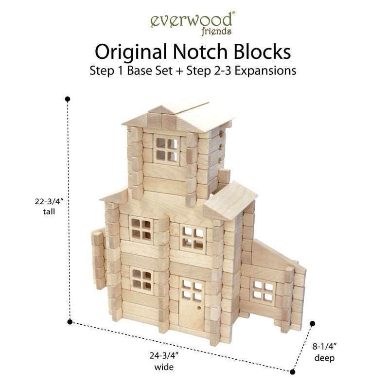 Buildable Dollhouse Interlocking Notch Blocks | Solid Hard Maple 1:12 Scale Premium Natural Play Set by Everwood Friends made in Minnesota bild 18