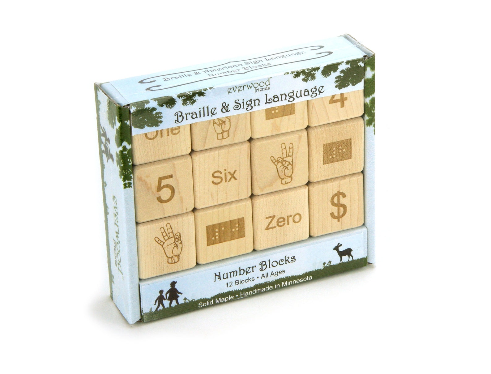 Sign Language For Blocks 12 Pc ASL Number Blocks With Braille | American Sign Language Blocks ...
