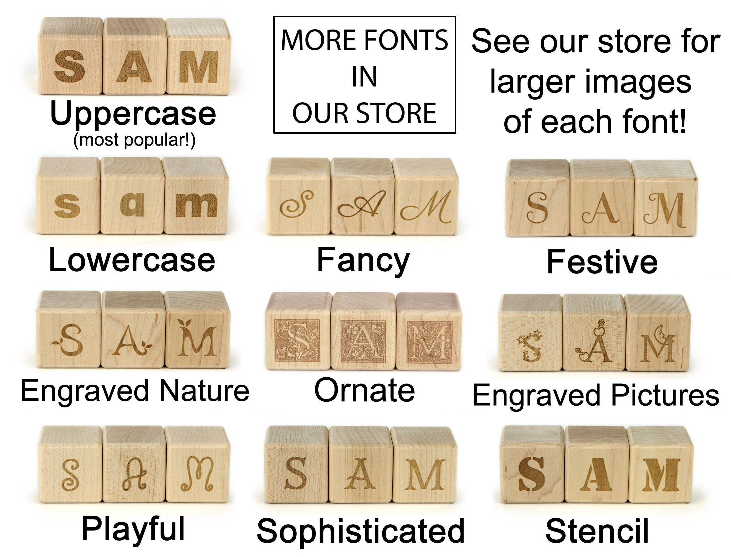 28 Pc American Sign Language Letter Maple Alphabet Blocks Engraved