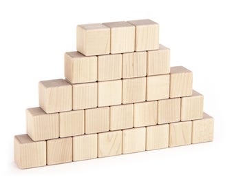 28 piece Maple Baby Stacking Blocks Set | Beautiful Premium Wooden Cube Set for Baby Shower Decorating Activity and New Child Gift