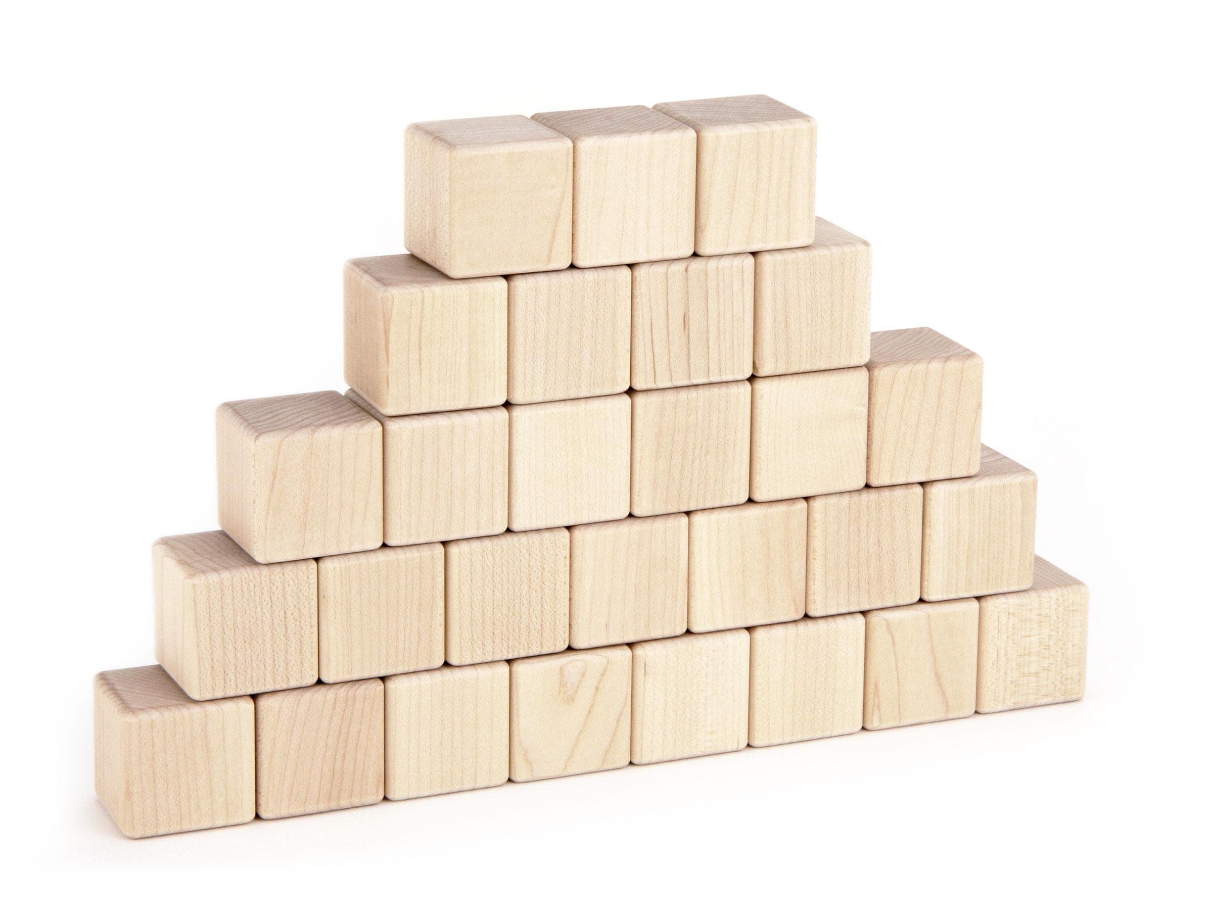 28 piece Maple Baby Stacking Blocks Set Beautiful Premium Wooden Cube Set for Baby Shower Decorating Activity and New Child Gift