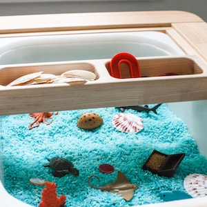 Solid Maple Sensory Bin Organizer: Fits Popular Activity Tables | Sanded Silky Smooth Wood Craft Small Parts and Art Supply Storage