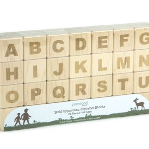 27 pc Maple Alphabet Blocks Engraved Wood ABC Blocks Wooden Alphabet Blocks Letter Blocks Baby Wood Baby Shower Activity Gift for Teacher image 10