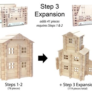 Buildable Dollhouse Interlocking Notch Blocks | Solid Hard Maple 1:12 Scale Premium Natural Play Set by Everwood Friends made in Minnesota bild 6