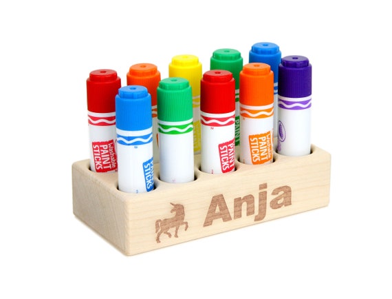 Personalized Paint Stick Marker Holder Sanded Silky Smooth 10-hole Solid  Wood Hard Maple Marker Block for Kids Paint Organizer Gift 