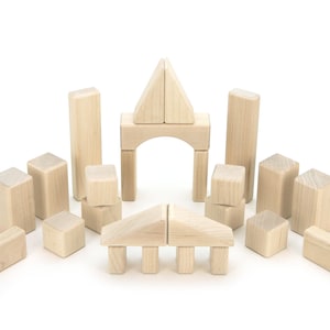 25 piece My First Block Set | Solid Hard Maple Wooden Unit Blocks Building Toy for Toddlers and Baby Shower Gift