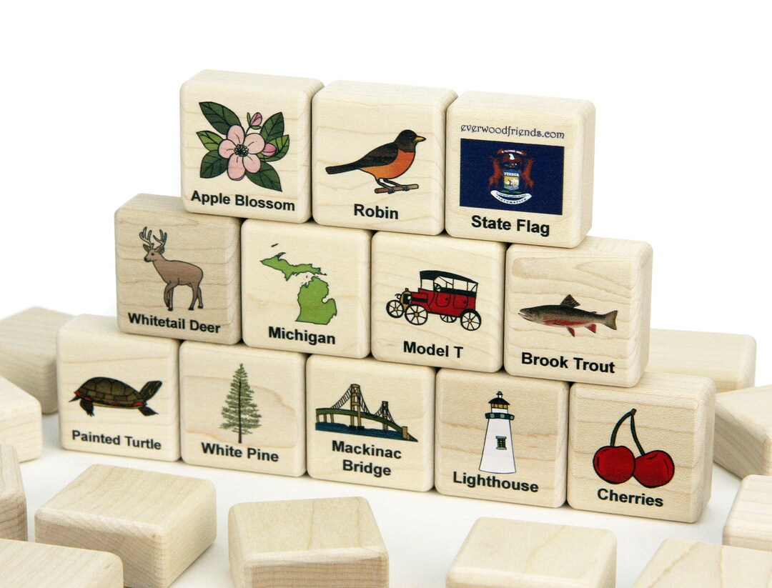 Michigan Memory Game 24 Blocks | Wood Memory Game for Kids Memory ...