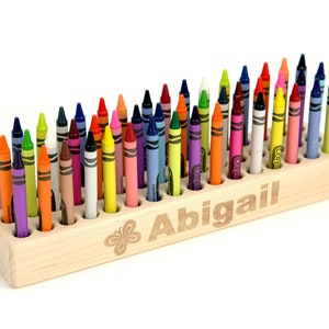 Personalized Maple 48 Crayon Holder - Premium Solid Wood Sanded Silky Smooth! | Marker and Colored Pencil Organizer for Kids and Adults