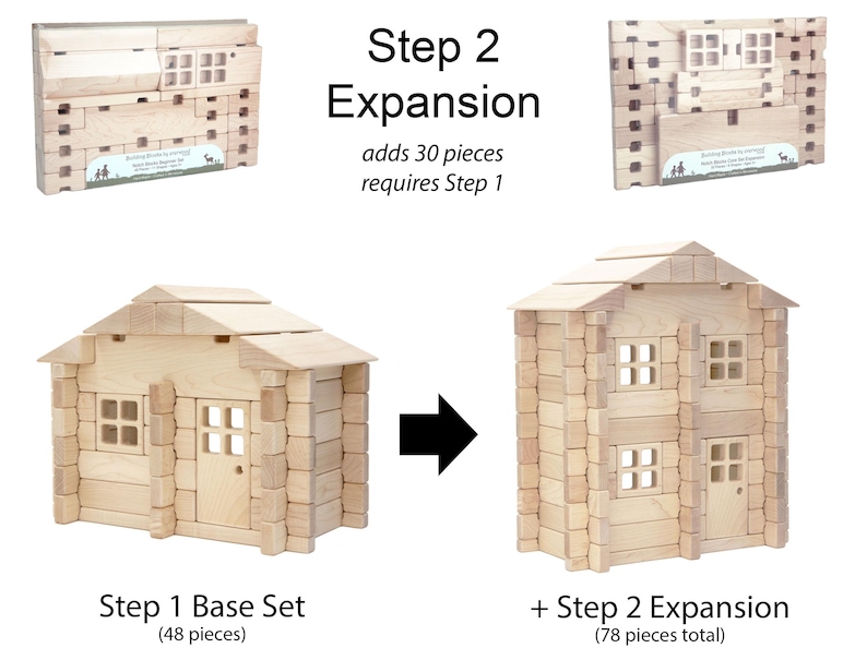 Buildable Dollhouse Interlocking Notch Blocks | Solid Hard Maple 1:12 Scale Premium Natural Play Set by Everwood Friends made in Minnesota bild 5