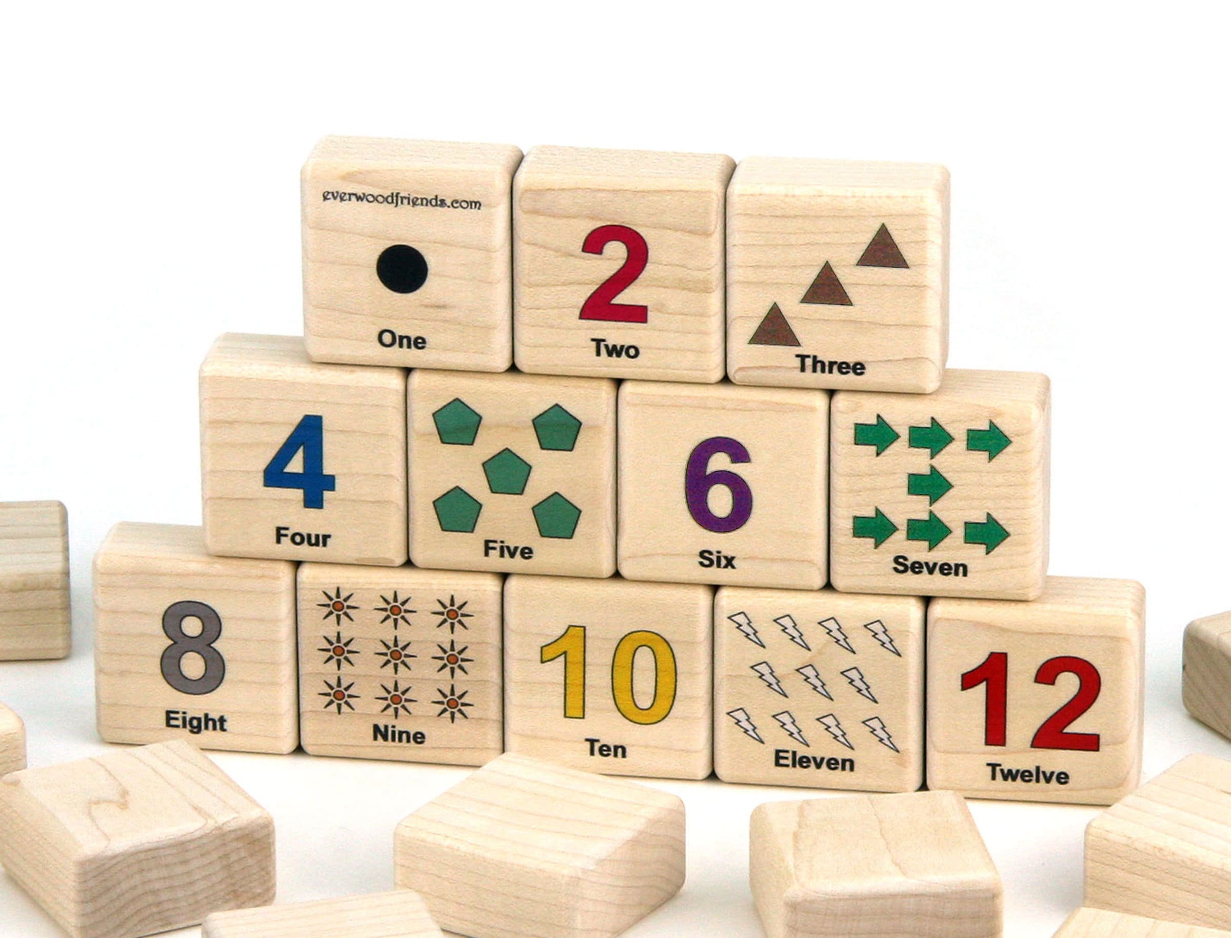 Counting & Shapes Color Memory Game 24 Blocks Wood Memory Etsy
