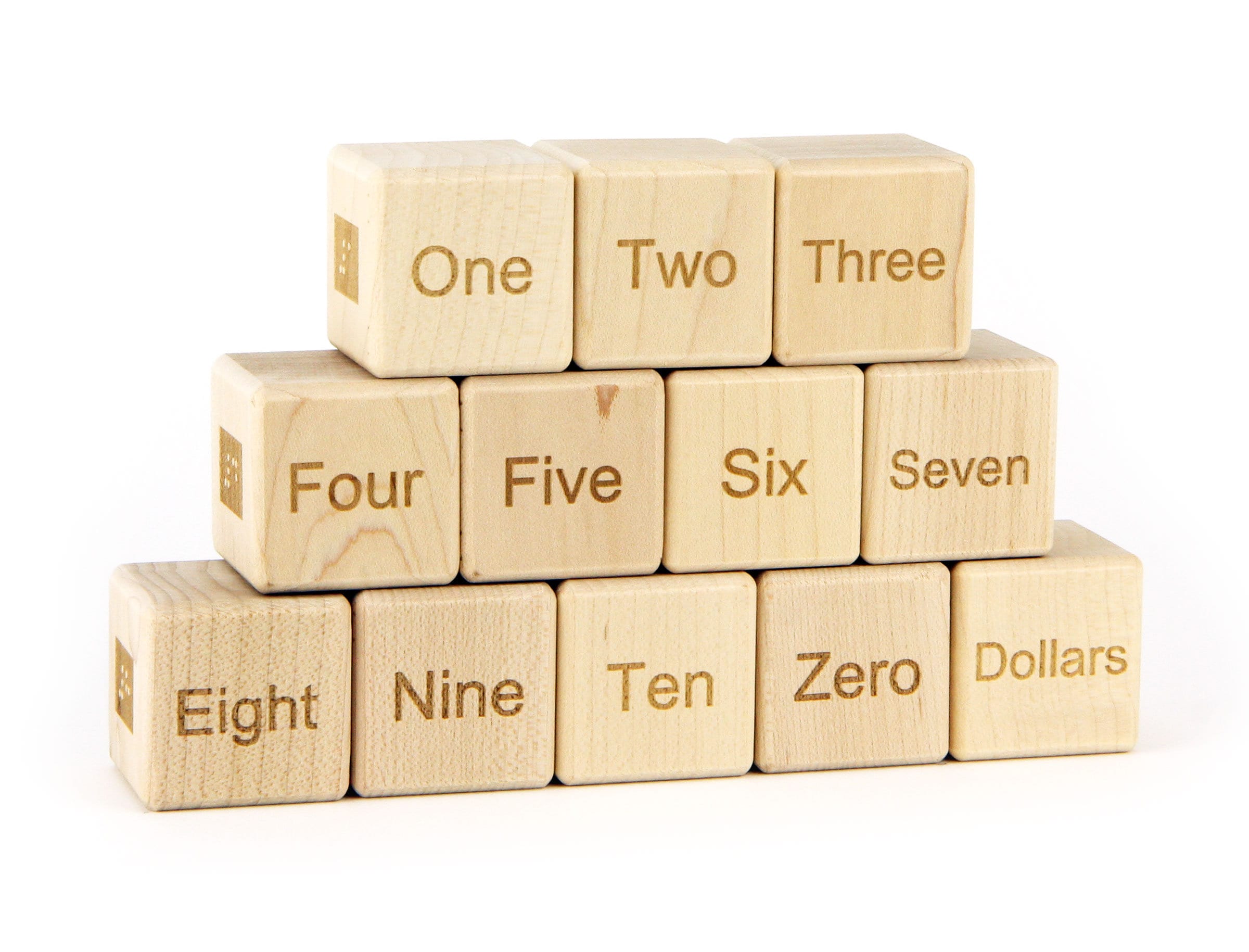 12 Pc ASL Number Blocks With Braille | American Sign Language Blocks ...