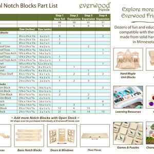 Buildable Dollhouse Interlocking Notch Blocks | Solid Hard Maple 1:12 Scale Premium Natural Play Set by Everwood Friends made in Minnesota bild 8
