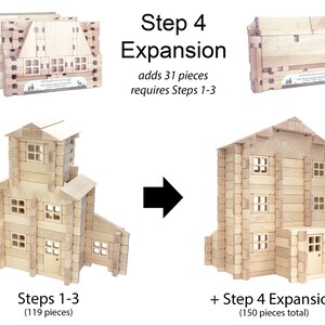 Buildable Dollhouse Interlocking Notch Blocks | Solid Hard Maple 1:12 Scale Premium Natural Play Set by Everwood Friends made in Minnesota bild 7