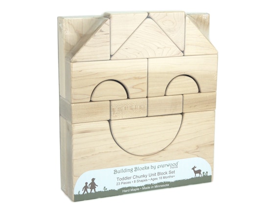 Natural Wood Building Blocks Solid Maple Blocks Set for Kids Building Blocks  Set Unit Blocks Set Wooden Blocks Set Preschool Blocks 