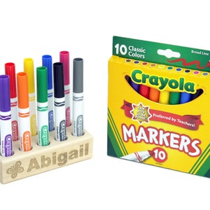 Wooden 10ct Thin Colored Marker Holder : Countryside Gifts, LLC