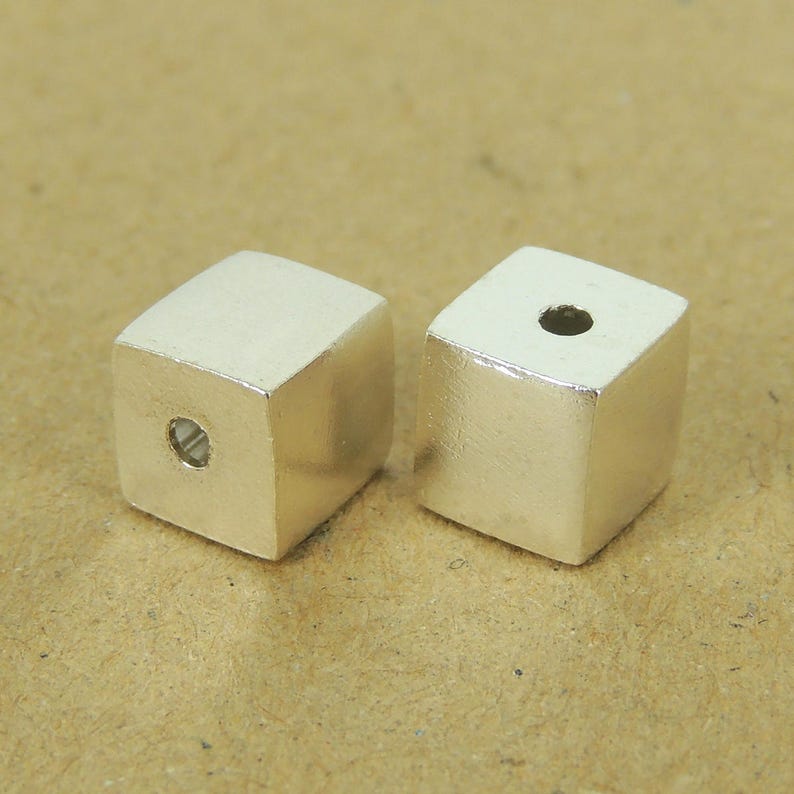 See Discount Coupons in Item Details 2 Pcs 925 Sterling Silver Cube Beads Seamless DIY WSP537X2 Wholesale