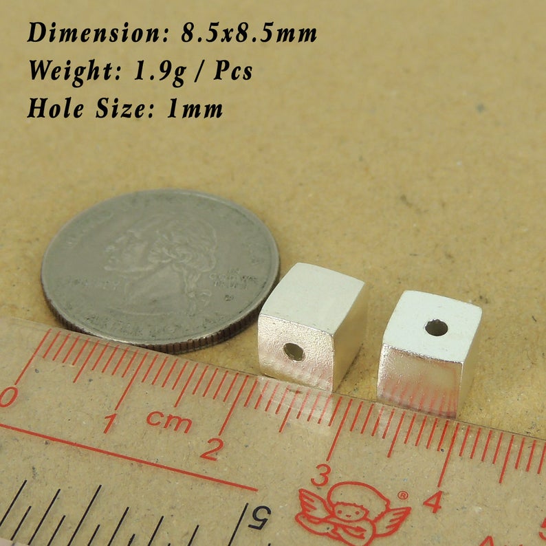 See Discount Coupons in Item Details 2 Pcs 925 Sterling Silver Cube Beads Seamless DIY WSP537X2 Wholesale