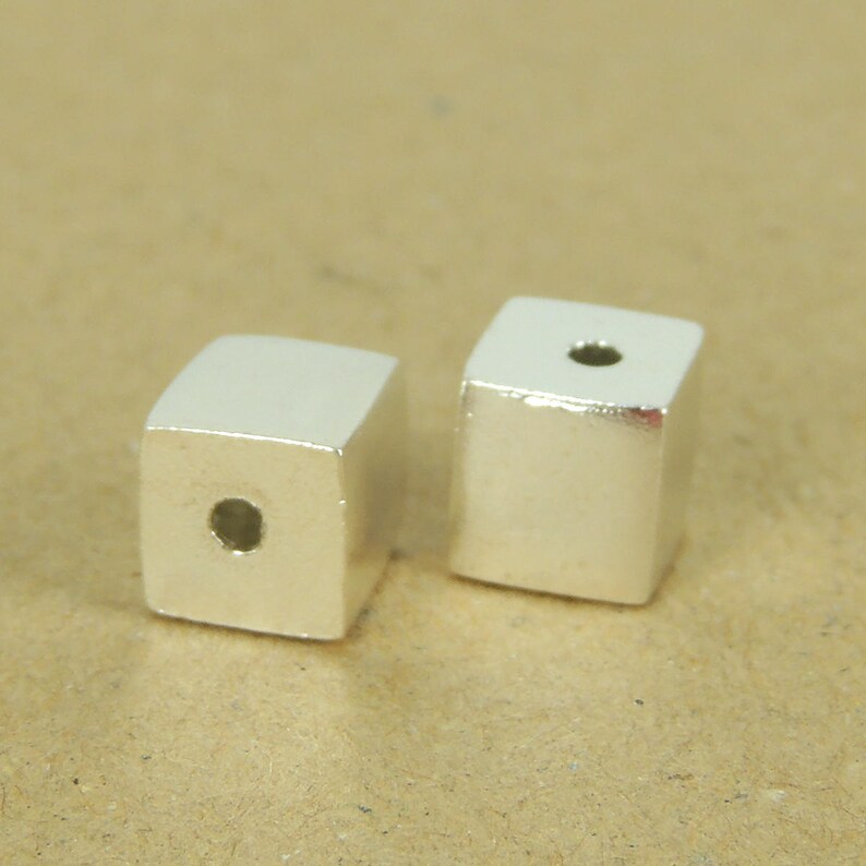 See Discount Coupons in Item Details 2 Pcs 925 Sterling Silver Cube Beads Seamless DIY WSP537X2 Wholesale