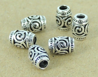 6 Pcs Sterling Silver Beads Barrel Charms Vintage Jewelry Making WSP380X6 Wholesale