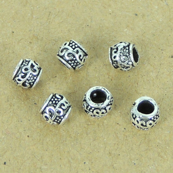 6 PCS Vintage Celtic Fleur de Lis Bead Spacer Beads - S925