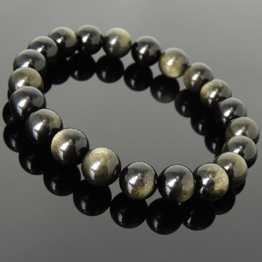 Men's Women Golden Obsidian Bracelet Natural Healing Etsy