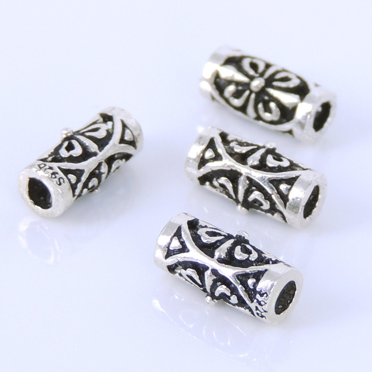 6 PCS Vintage Celtic Fleur de Lis Bead Spacer Beads - S925