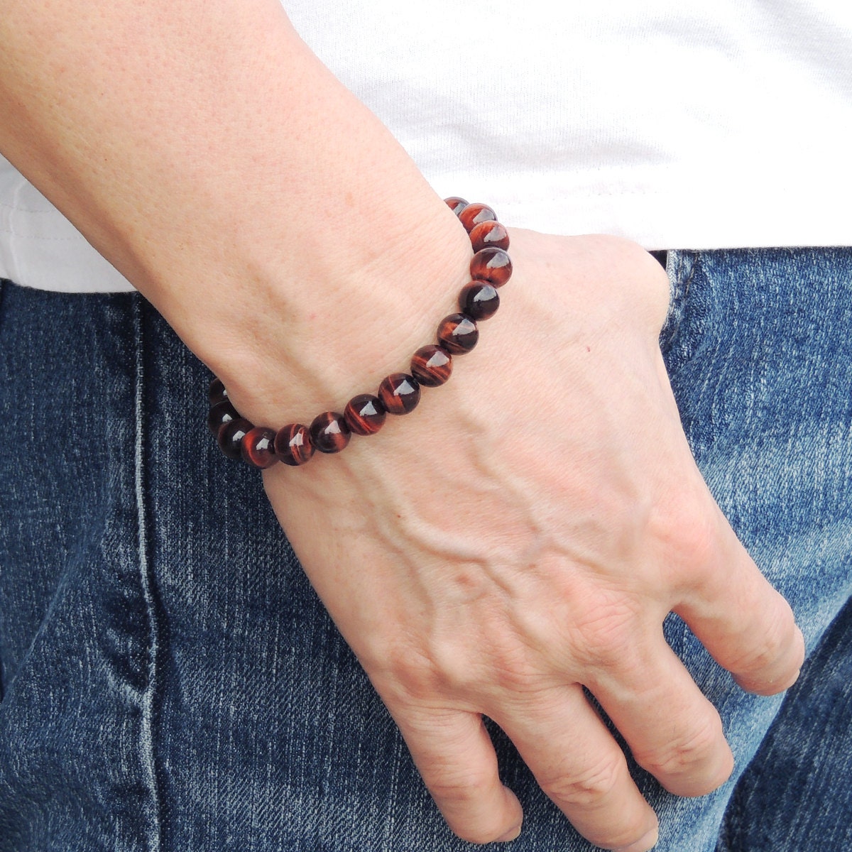 Men Women Tiger Eye Bracelet Gemstone 925 Sterling Silver - Etsy