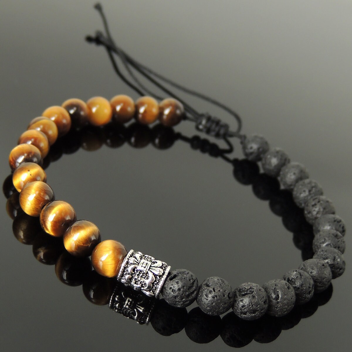 Mens Lucky Charm Sports Bracelets New Orleans Black Onyx Gemstones Fleur de Lis Mens Lucky Charm Sports Bracelets New Orleans Black Onyx Gemstones Fleur de Lis