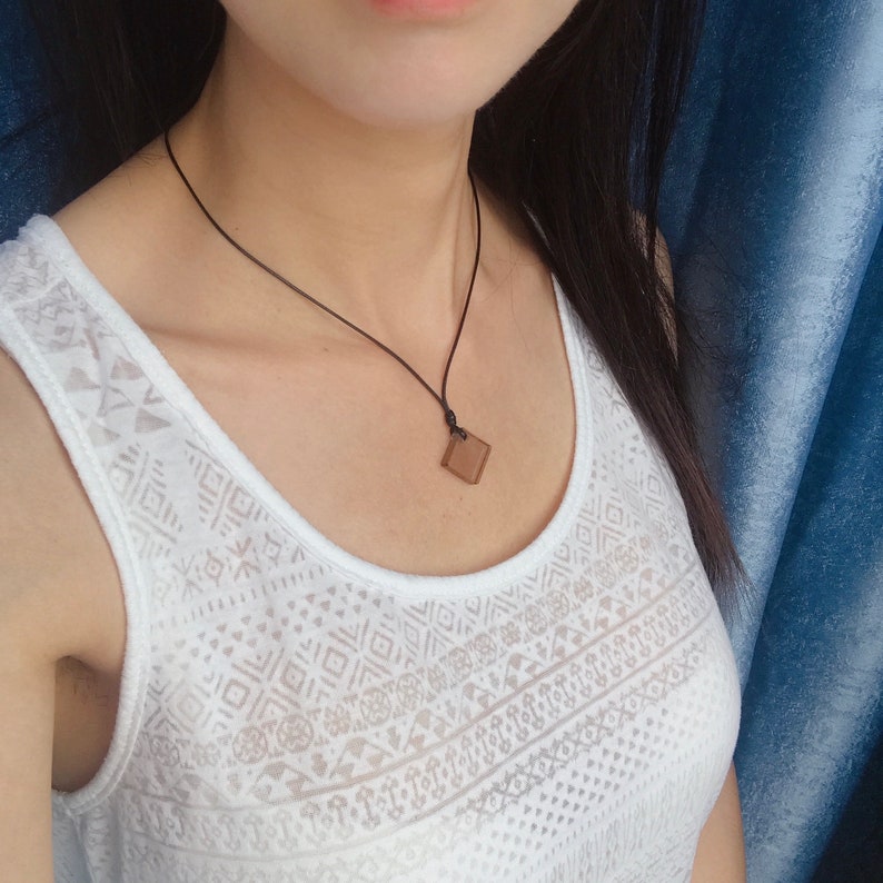 Modern Smoky Quartz Diamond Shaped Pendant Necklace Root Chakra Healing Grounding Energy Essential Jewelry for Sense of Security and Support