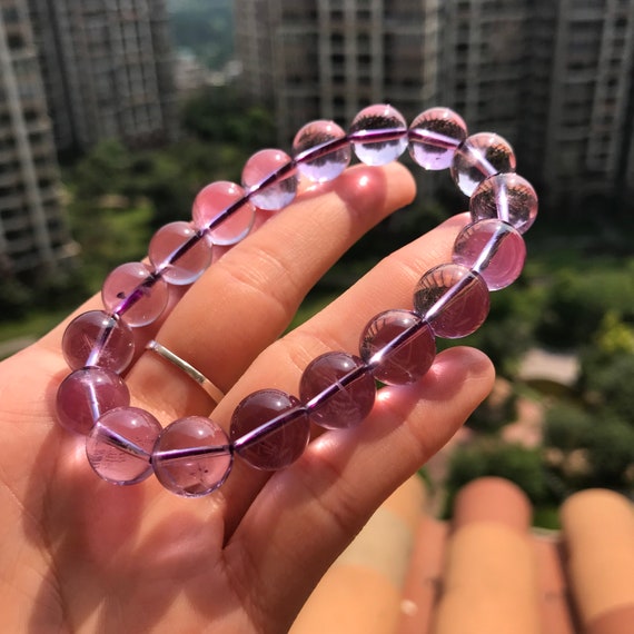 12mm Large Beads Amethyst Bracelet High Clarity Natural Healing