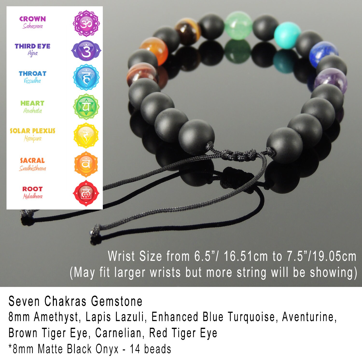 Seven Chakras Handmade Friendship Couple Bracelets Adjustable | Etsy