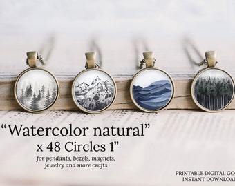 1 inch circle watercolor round images